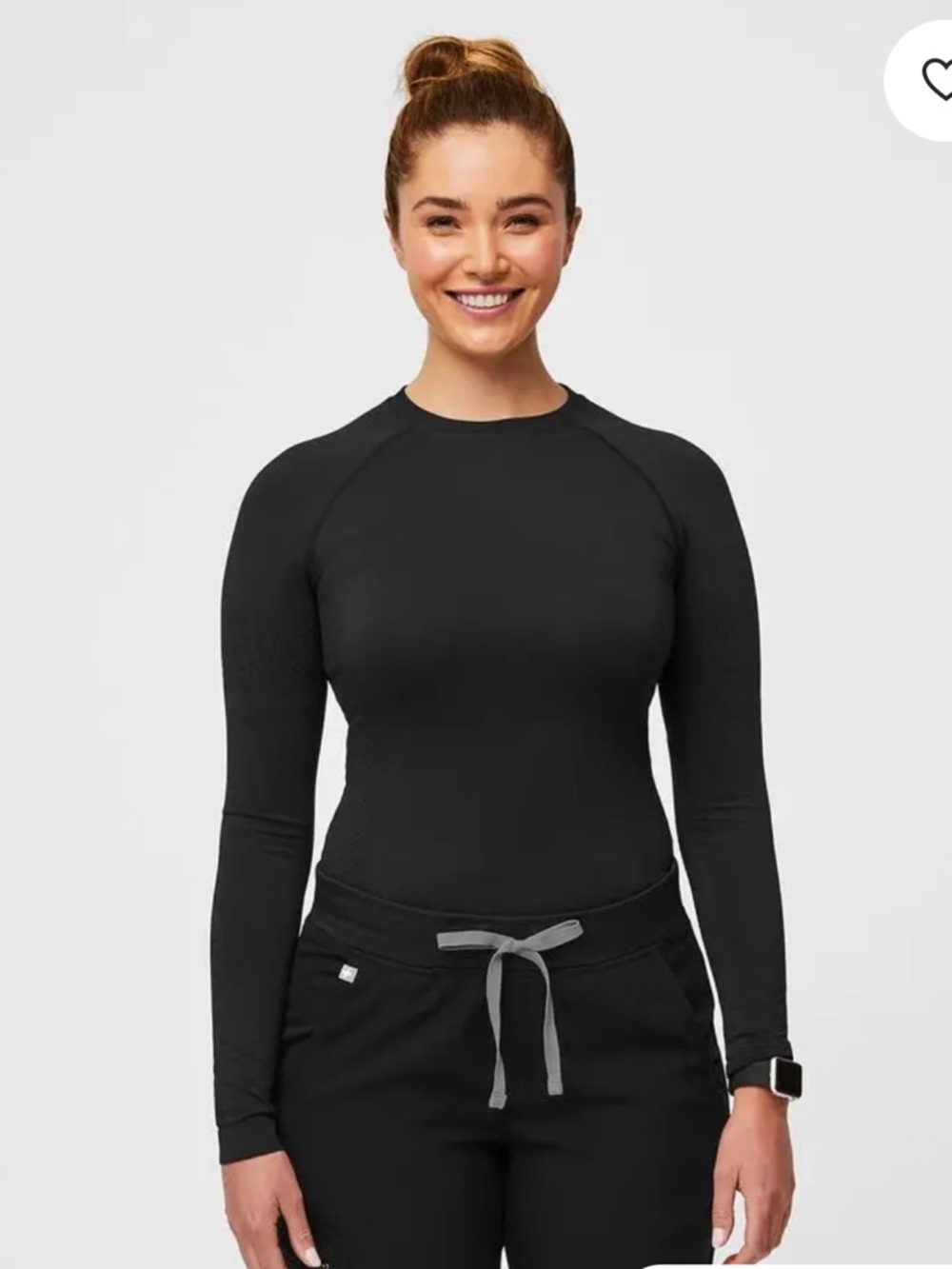 Figs Salta Seamless Longsleeve Underscrub - Black - XXS
